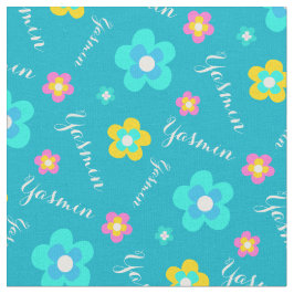 Personalisiertes, weißes, rosa, gelbes Namensmuste Stoff