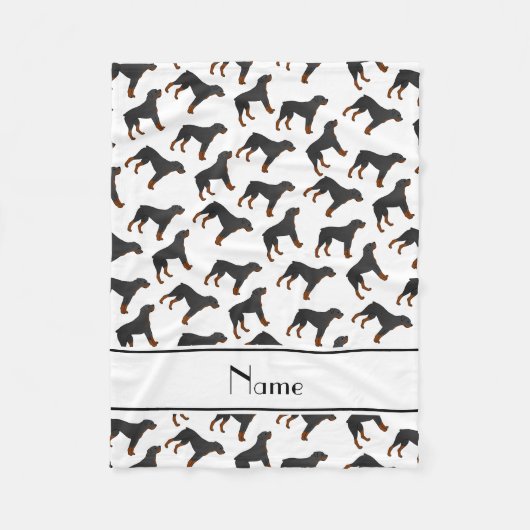 Personalisiertes weißes rottweiler fleecedecke (Vorderseite)