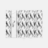 Personalisiertes weißes Schwimmennamensmuster Fleecedecke (Vorderseite (Horizontal))