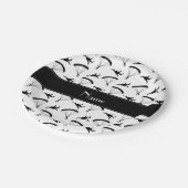 Personalisiertes weißes skydiving Namensmuster Pappteller (Schrägansicht)