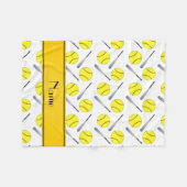 Personalisiertes weißes Softballnamensmuster Fleecedecke (Vorderseite (Horizontal))