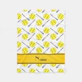 Personalisiertes weißes Softballnamensmuster Fleecedecke (Vorderseite)