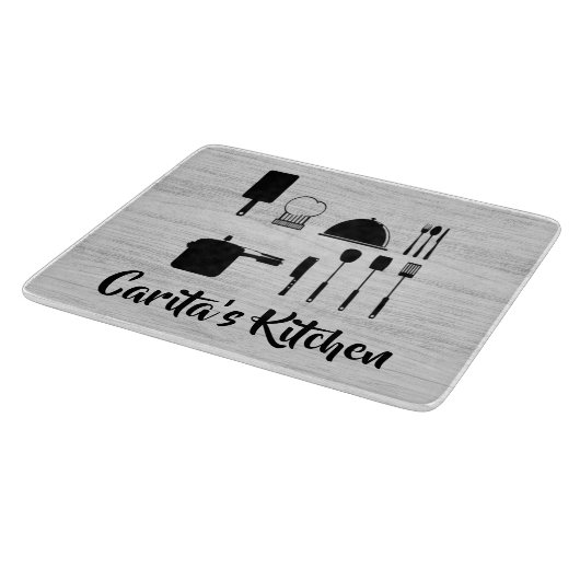 Personalisiertes Weißholz-Text-Glasspanplatine Schneidebrett (Ecke)