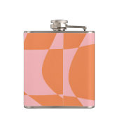 Personalisiertes Wellendesign Retro Orange & Rosa  Flachmann (Rückseite)