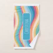 Personalisiertes Wellenmuster Badhandtuch Set (Handtuch)