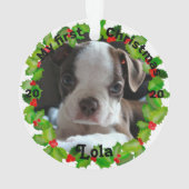 Personalisiertes Welpe's erstes Foto zu Weihnachte Ornament (Rückseite)