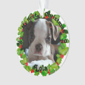 Personalisiertes Welpe's erstes Foto zu Weihnachte Ornament (Vorderseite)