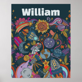 Personalisiertes Weltraumnamensposter für Kinder Poster