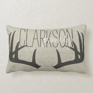 Personalisiertes Wenderückenpolster mit Hirschgewe Lendenkissen