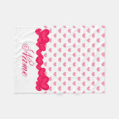 Personalisiertes wenig Baby-Mädchen-Rosa-Weiß-Herz Fleecedecke (Vorderseite (Horizontal))