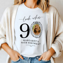 Personalisiertes "Wer ist 90" Foto-Geburtstags-T-S