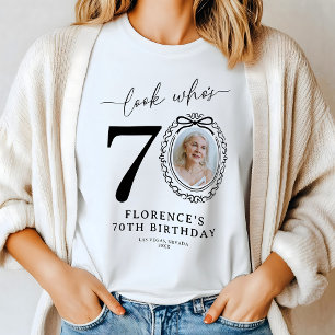 Personalisiertes "Wer wird 70" Foto-Geburtstags-T- Tri-Blend Shirt