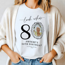 Personalisiertes "Wer wird 80" Foto-Geburtstags-T-