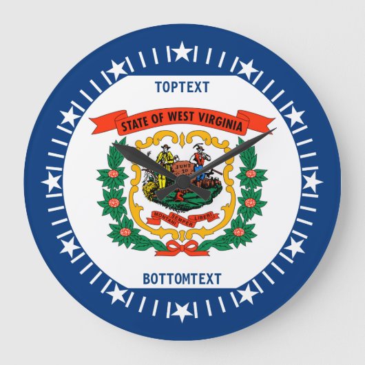 Personalisiertes West Virginia State Flag Design a Große Wanduhr (Vorderseite)