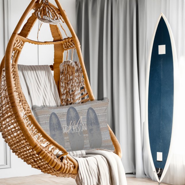 Personalisiertes Wetterschutzsurfboard Dekokissen (Personalized Weathered Beach Driftwood Surfboard Accent Pillow)
