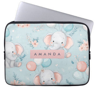 Personalisiertes Whimsical Baby Elephant Muster Laptopschutzhülle