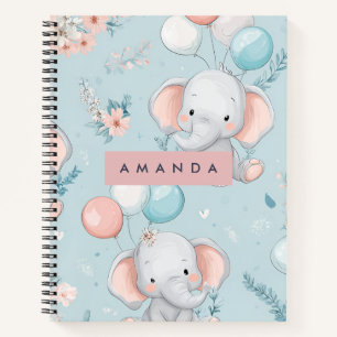 Personalisiertes Whimsical Baby Elephant Muster Notizblock