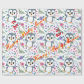 Personalisiertes Whimsical Blu Pinguin Wrapping-Pa Geschenkpapier (Flach)