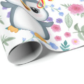 Personalisiertes Whimsical Blu Pinguin Wrapping-Pa Geschenkpapier (Rolleneckpunkt)