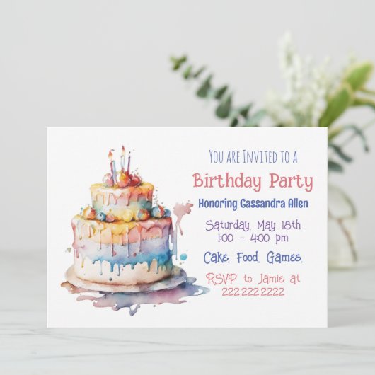 Personalisiertes Whimsical Girl's Birthday lädt ei Einladung (Stehend Vorderseite)