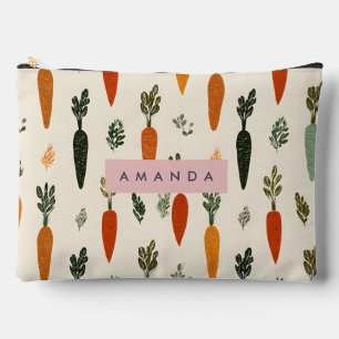 Personalisiertes Whimsical Karottenfeld Rustikal Zubehörtasche