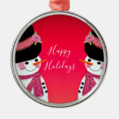 Personalisiertes Whimsical Snowman Tree Ornament Aus Metall (Vorne)