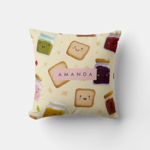 Personalisiertes Whimsical Toast & Jam Pattern Kissen