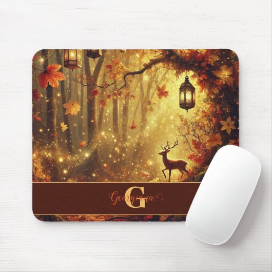 Personalisiertes Whimsisches Goldenes Waldland Mousepad (Mit Mouse)