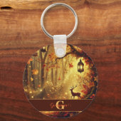 Personalisiertes Whimsisches Goldenes Waldland Schlüsselanhänger (Rückseite)