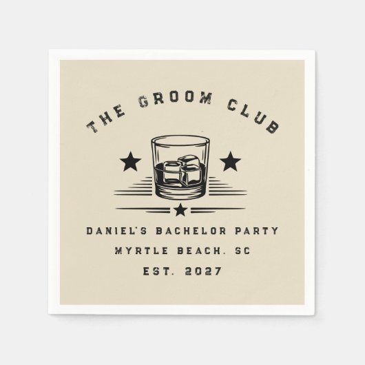 Personalisiertes Whiskey-Wochenende-Junggesellenab Serviette (Vorderseite)