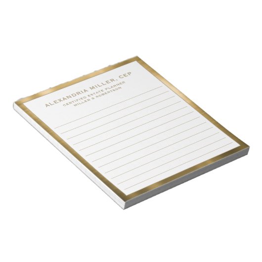 Personalisiertes White and Gold Beruflich Notepad Notizblock (angewinkelt)