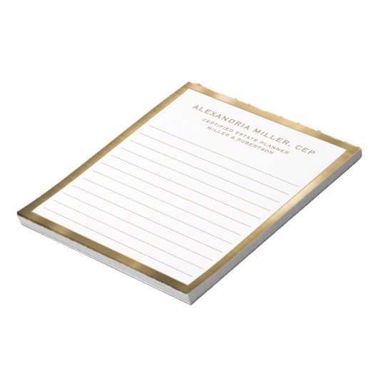 Personalisiertes White and Gold Beruflich Notepad Notizblock (Rotiert)