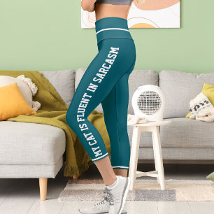 Personalisiertes White Aquamarin Fun Comic Style C Capri Leggings