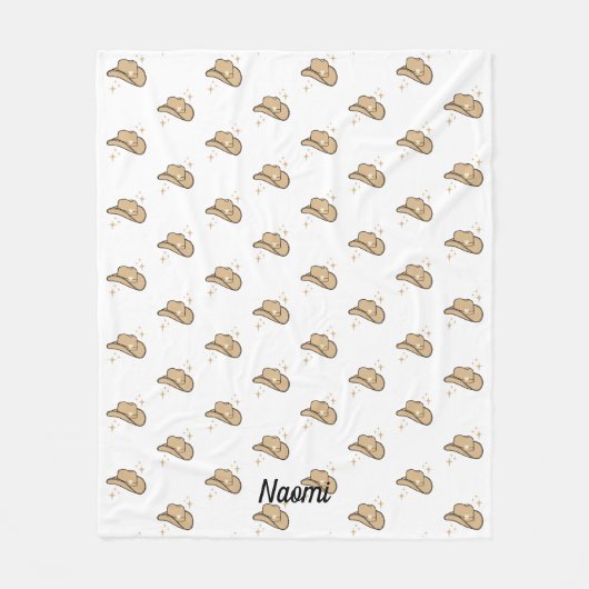 Personalisiertes White Beige Cowgirl Rodeo Muster Fleecedecke (Vorderseite)