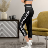 Personalisiertes White Black Fun Comic Style Cat T Capri Leggings