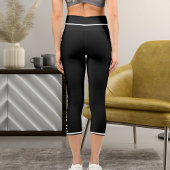 Personalisiertes White Black Fun Comic Style Cat T Capri Leggings