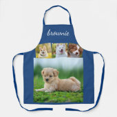 Personalisiertes White Blue Collage Script mit 4 F Schürze (Vorderseite)