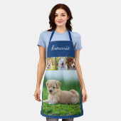 Personalisiertes White Blue Collage Script mit 4 F Schürze (Getragen)