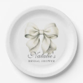 Personalisiertes White Bow Brautparty Extravagant Pappteller (Vorderseite)