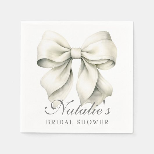 Personalisiertes White Bow Brautparty Extravagant Serviette (Vorderseite)
