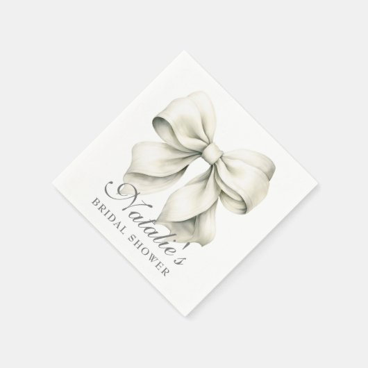 Personalisiertes White Bow Brautparty Extravagant Serviette (Ecke)