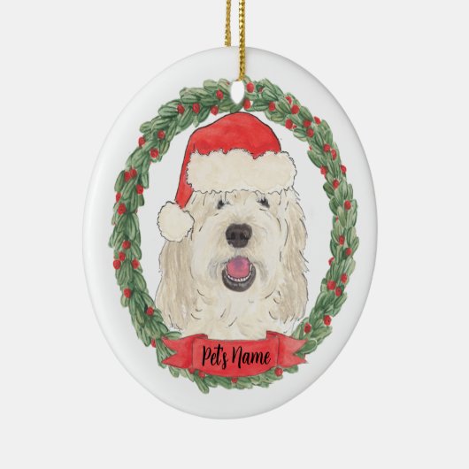 Personalisiertes White Cream Doodle Weihnachten Keramik Ornament (Rechts)