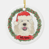 Personalisiertes White Cream Doodle Weihnachten Keramik Ornament (Vorne)