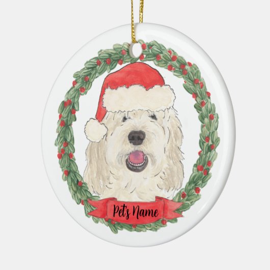 Personalisiertes White Cream Doodle Weihnachten Keramik Ornament (Links)