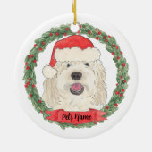 Personalisiertes White Cream Doodle Weihnachten Keramik Ornament (Hinten)