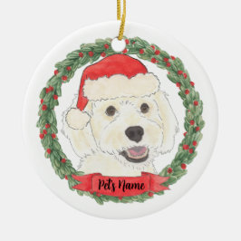 Personalisiertes White Cream Doodle Weihnachten Keramik Ornament