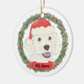 Personalisiertes White Cream Doodle Weihnachten Keramik Ornament (Links)