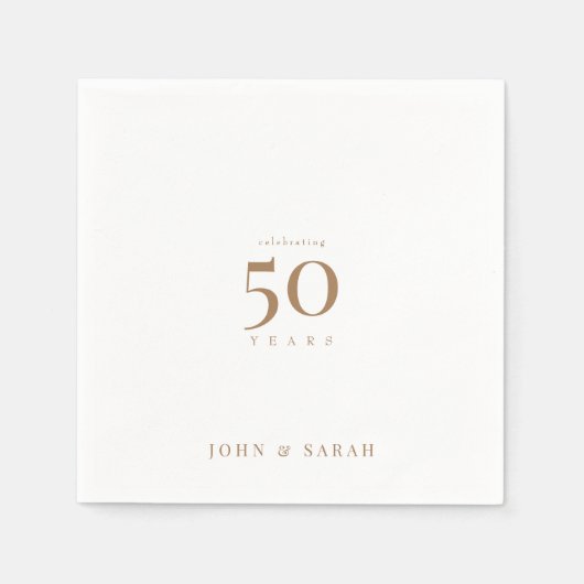 Personalisiertes White & Gold 50 Jahre alt Serviette (Vorderseite)