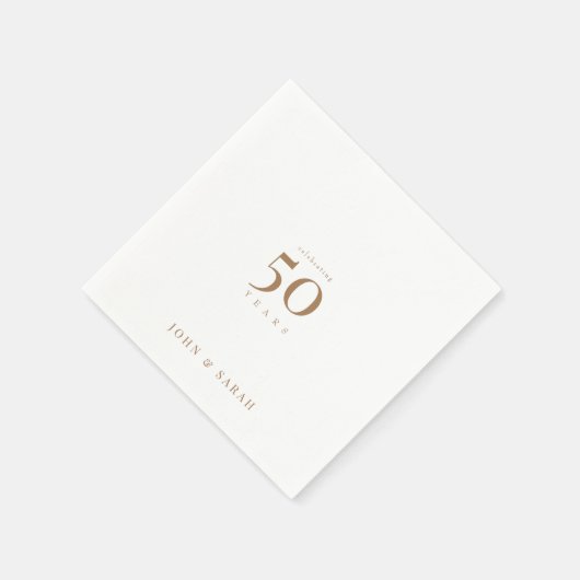 Personalisiertes White & Gold 50 Jahre alt Serviette (Ecke)