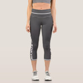 Personalisiertes White Gray Fun Comic Style Cat Th Capri Leggings (Vorderseite)